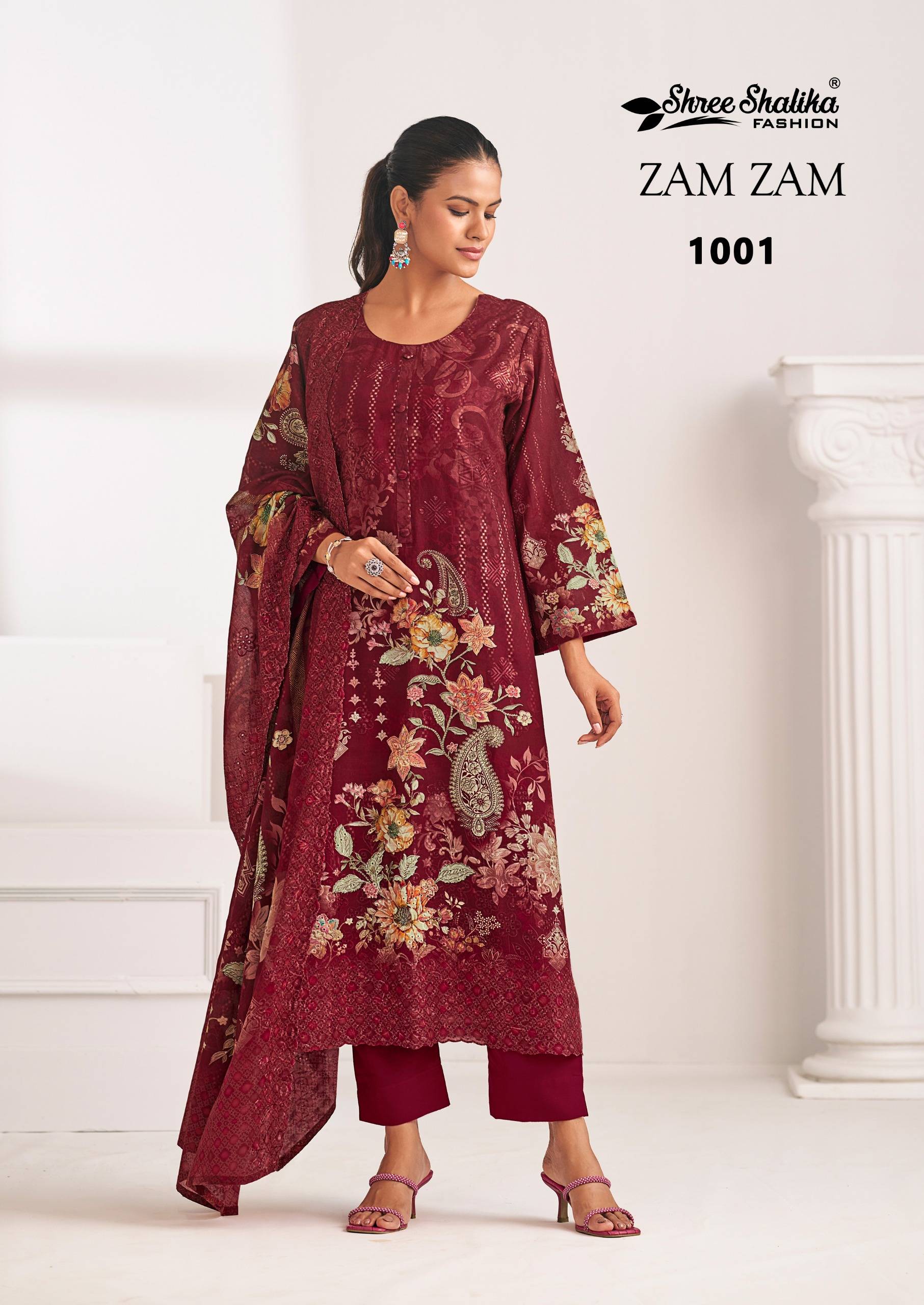 Zam zam by shree shalika 1001 To 1008 Designer Festive Suits Collection Beautiful Stylish Fancy Colorful Party Wear & Occasional Wear EMBROIDERED cotton lawn Dresses At Wholesale Price